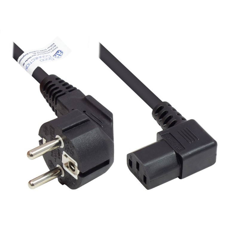 Good Connections Netzkabel Schutzkontakt an C13 (rechts gew.), schwarz, 1,8 m